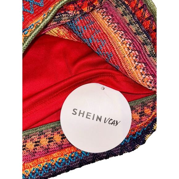 Shein Curve Vcay Halter Rainbow Woven Summer Dress Woman's Size 0XL‎ - Picture 10 of 10